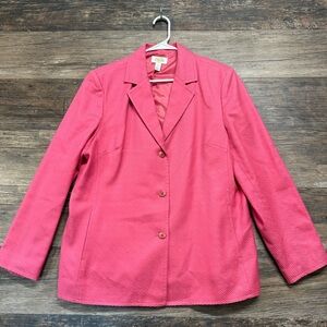Talbots Pink Blazer Jacket with Notched Lapel and Relaxed Fit